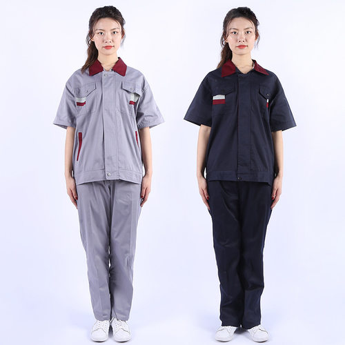 现货供应夏季工作服套装工厂车间汽修工作服套装透气印字