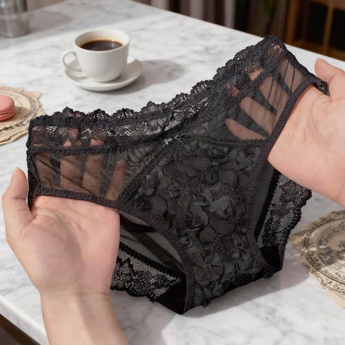 立体玫瑰网纱蕾丝内裤女 2026 新款低腰甜美轻奢风三角裤