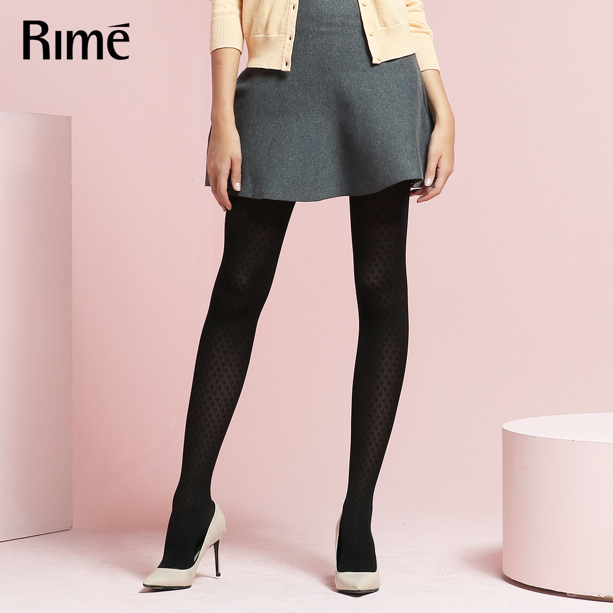 rime韵魅菱形提花连裤袜100d耐穿美腿显瘦中厚丝袜女打底袜显瘦