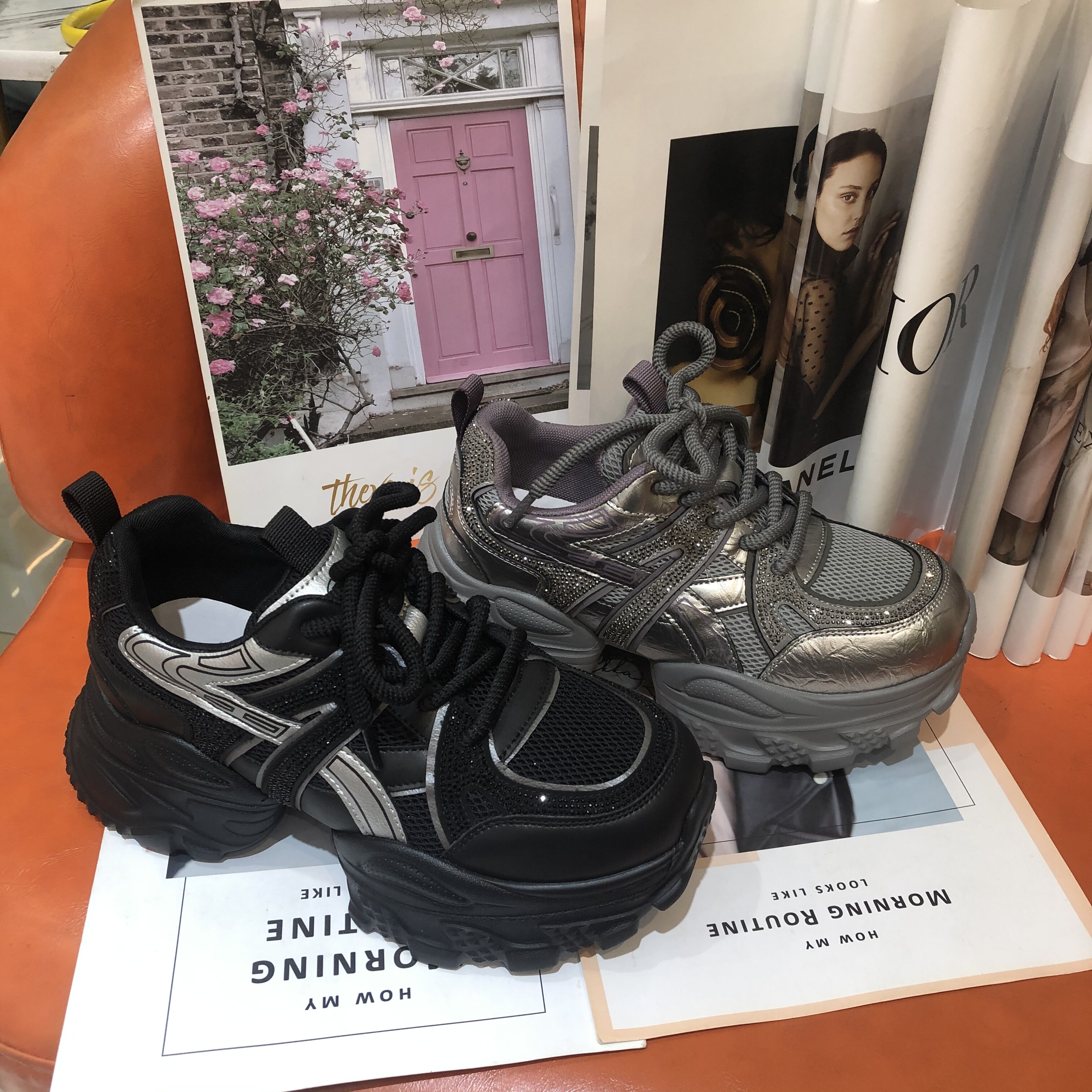 厚底老爹鞋女2025新款百搭真皮小个子增高巨好看不累脚运动休闲鞋