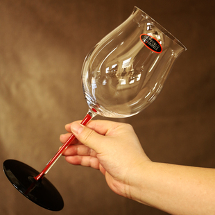 高级感红杆黑底黑领结水晶玻璃波尔多勃艮第高脚杯大号红酒杯子