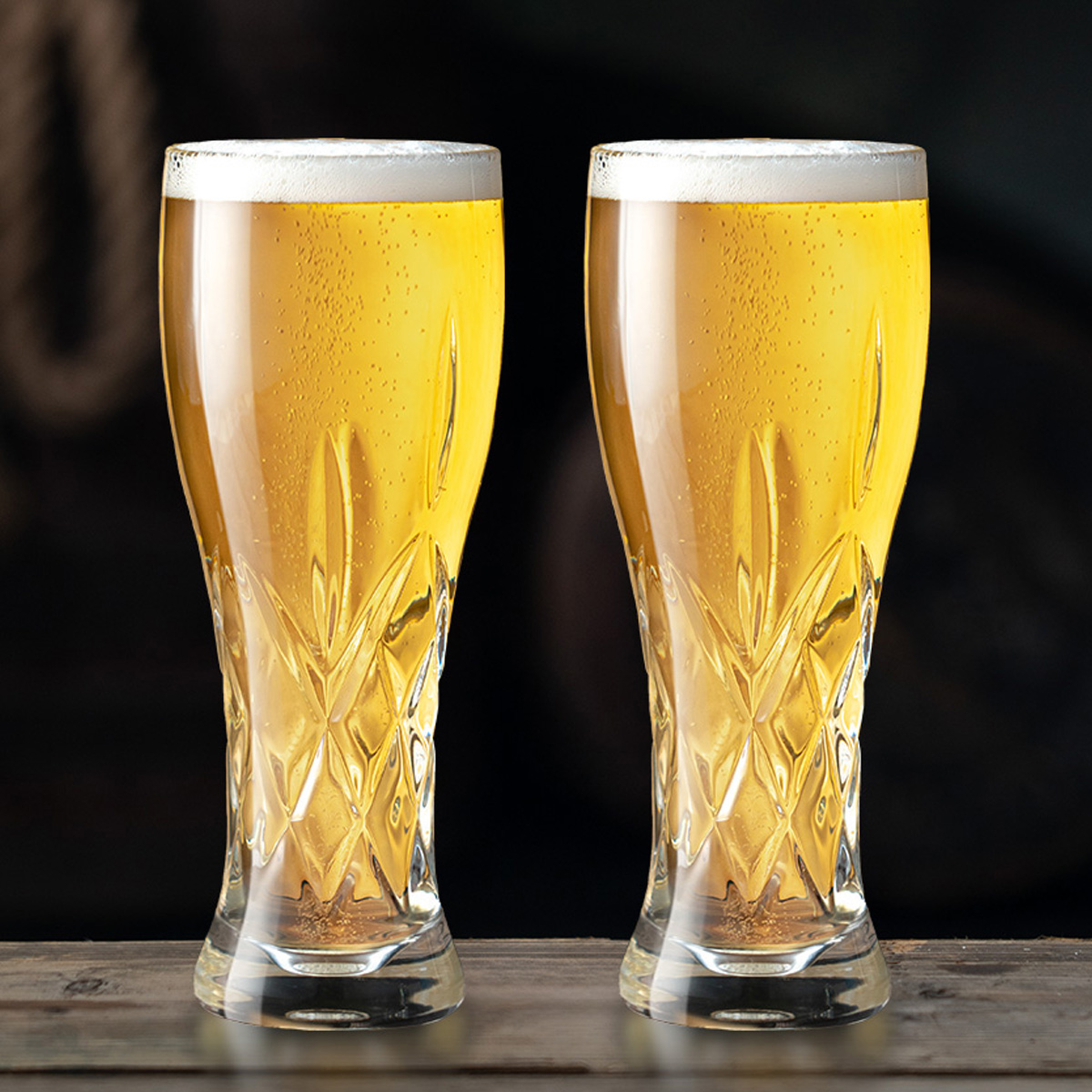 日本创意刻花玻璃啤酒杯家用高颜值雕花精酿扎啤杯大容量高档喝水