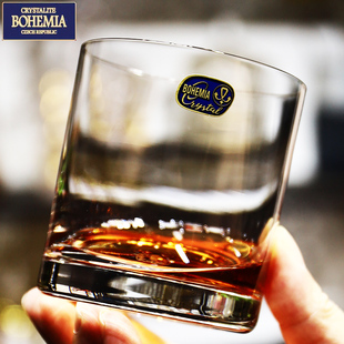 捷克进口BOHEMIA水晶玻璃薄壁直身平底威士忌杯柯林杯纯色洋酒杯