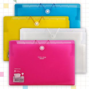 DC7408 DC7205 DC7208分类收纳包 绳扣5格文件资料包学生试卷整理神器文具DC7405 手提风琴包小清新果冻色横款