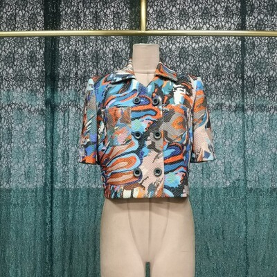 国内线下古源代购彩色石阶短上衣