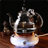 水晶涌泉底部上水玻璃泡茶煮水恒温套装 德韵茶艺壶 M1008触摸