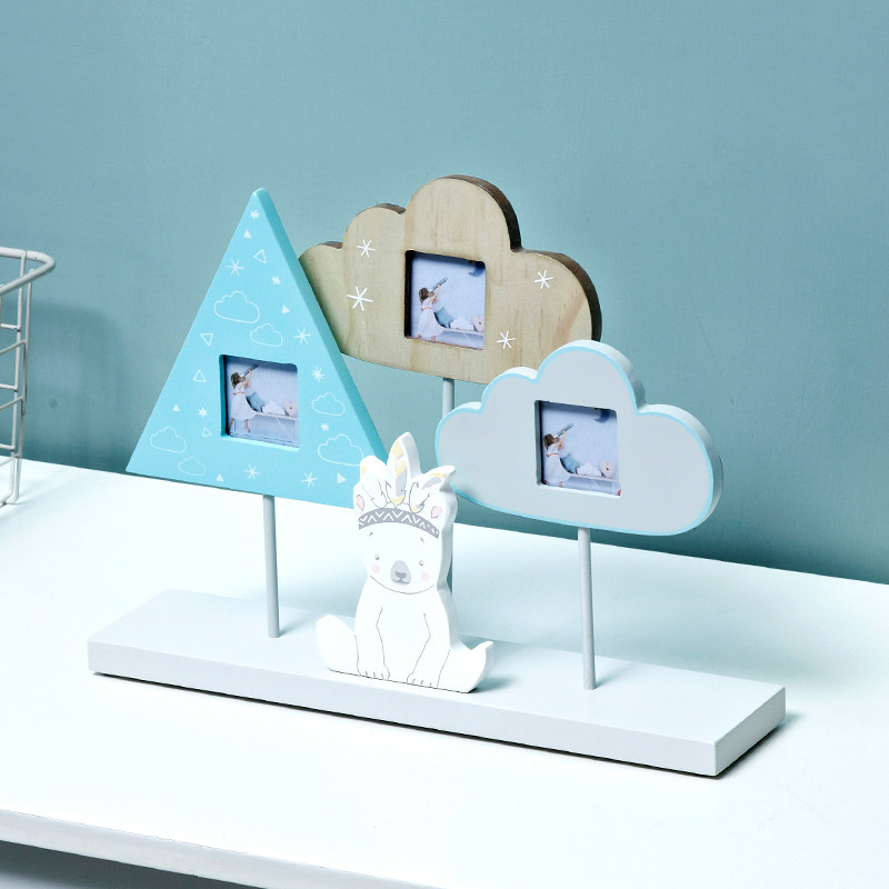 桌面相框摆件北欧风创意儿童房多照片框相片收纳可爱宝宝装饰相架
