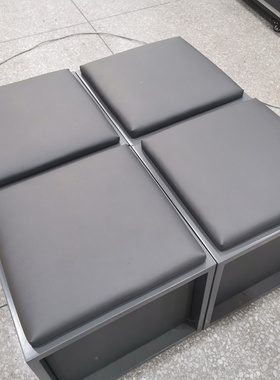 灰色皮坐垫卡座手机店软包垫子苹 果体验店洽谈休闲海棉矮凳子