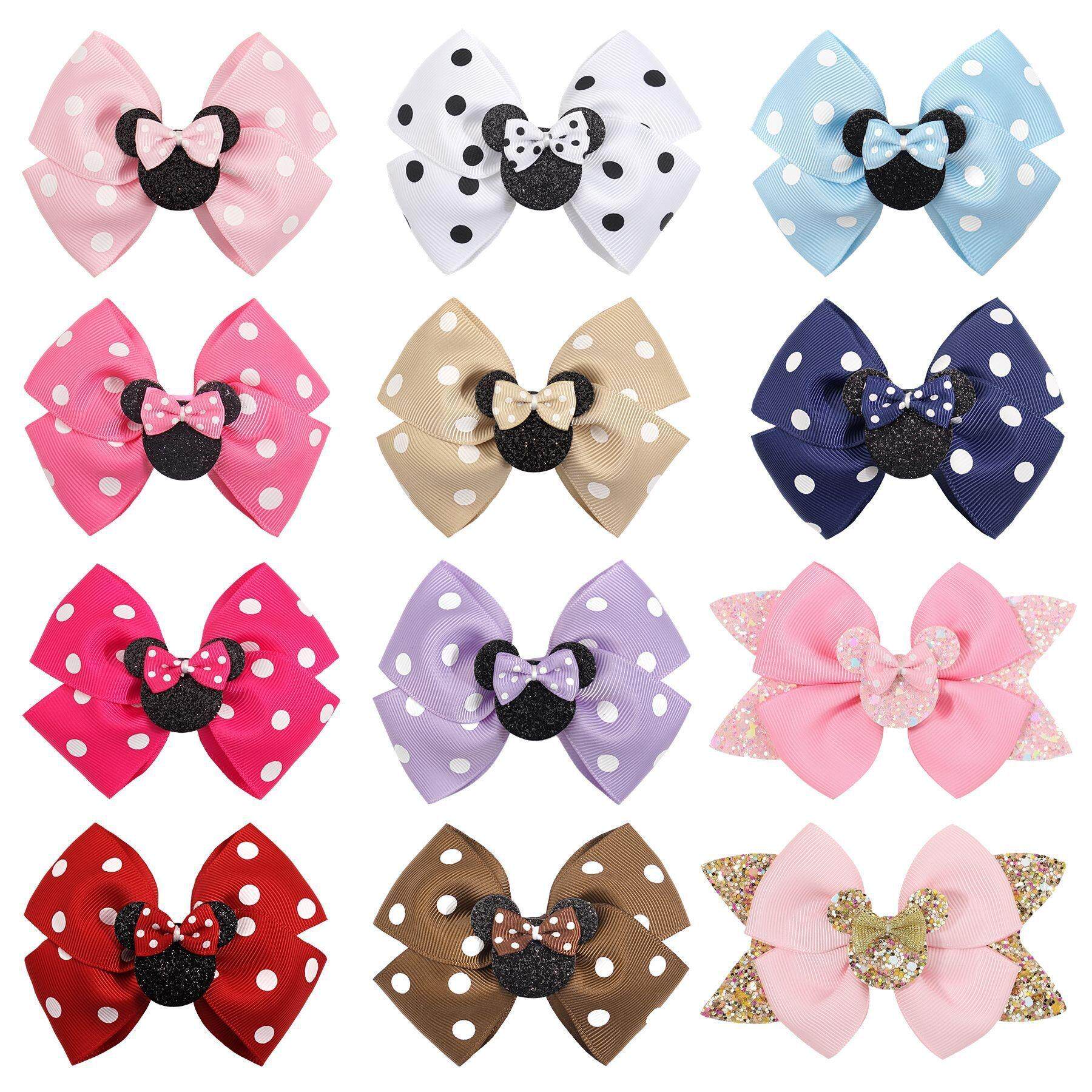 波点卡通蝴蝶结发夹新款女童头饰米老鼠发饰亮片可爱女孩发卡4100