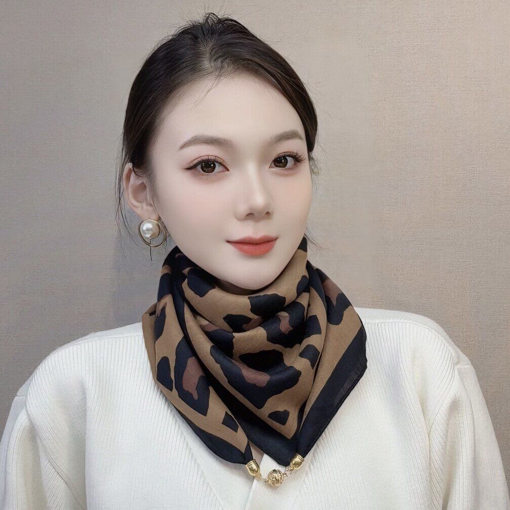 豹纹丝巾女2026春秋新款