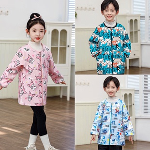 儿童羽绒服防水防污外穿罩衣男童拉链款围衣女童时尚卡通棉服罩衫