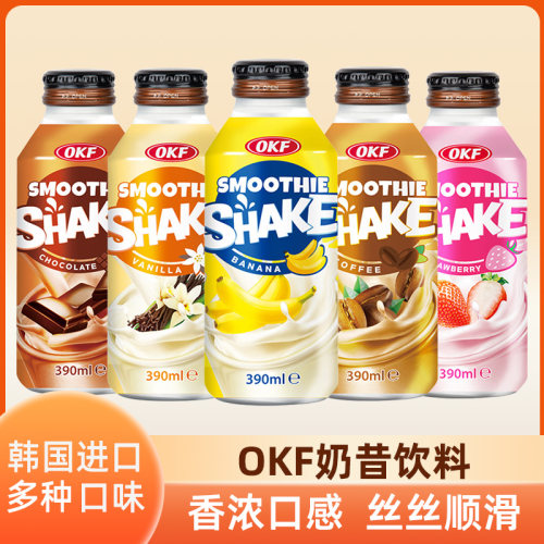 韩国进口OKF奶昔饮料香草香蕉巧克力味铝罐含乳饮品下午茶饮料