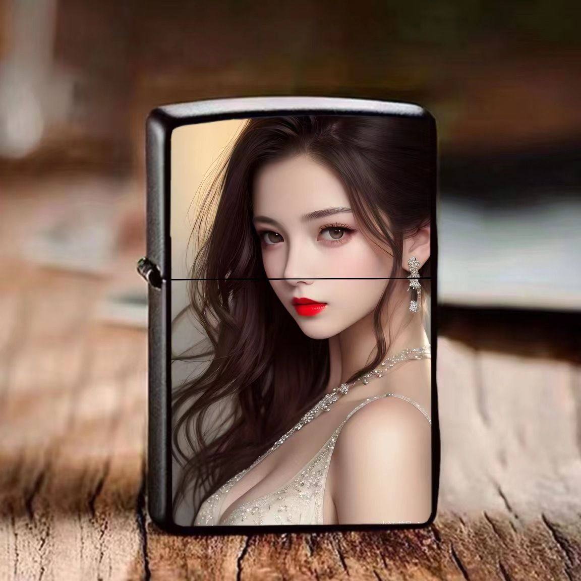 网红爆款个性图案定制创意高颜值美女煤油打火机砂轮打火机送男友