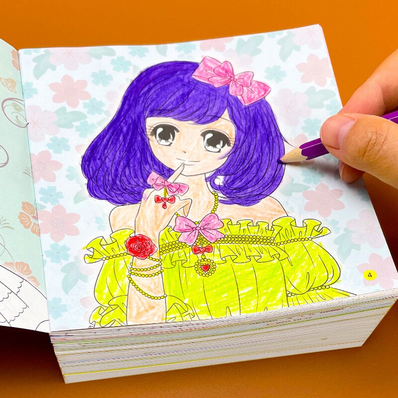 公主涂色秀画画本绘画册女童diy填色幼儿园宝宝女孩2-3-6岁图画书