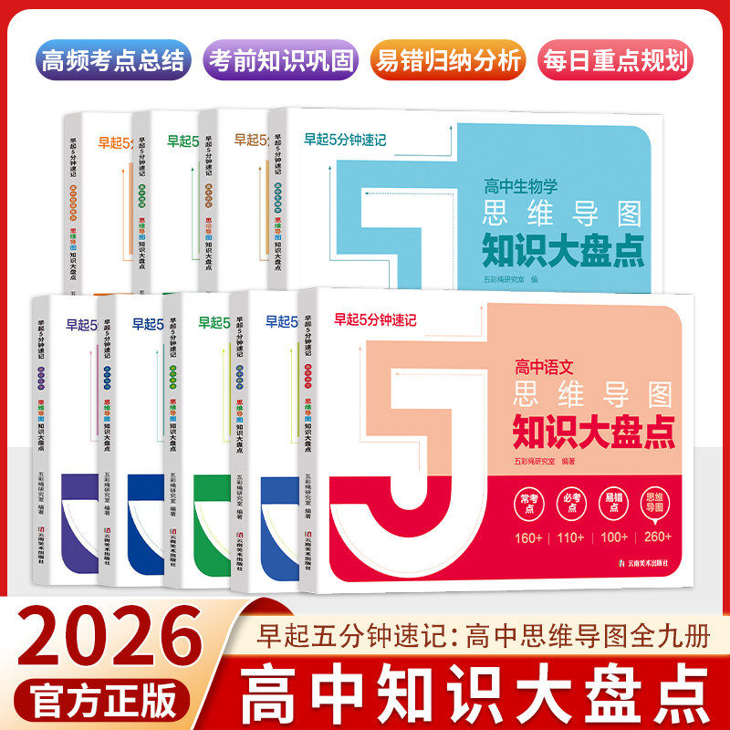 学之舟2026高中知识大盘点思维导图早起五5分钟高效背诵 记语文数学英语物理化学知识难点复习汇总高考语数英物化基础必背官方正版图片