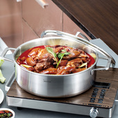 慕厨火锅锅单锅304不锈钢家用加厚电磁炉专用多功能打火锅 锅