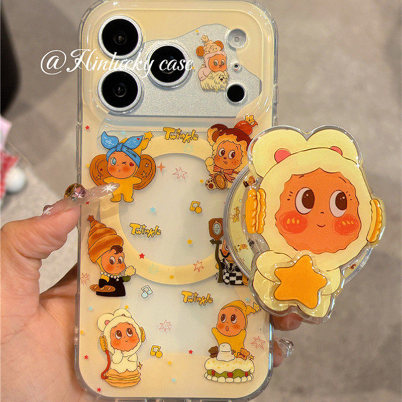 适用iPhone17/16手机壳15/14/13/12苹果x蛋糕甜品星星人11pro旋转磁吸支架i6/7/8网红超火xr秋冬新款max女5s
