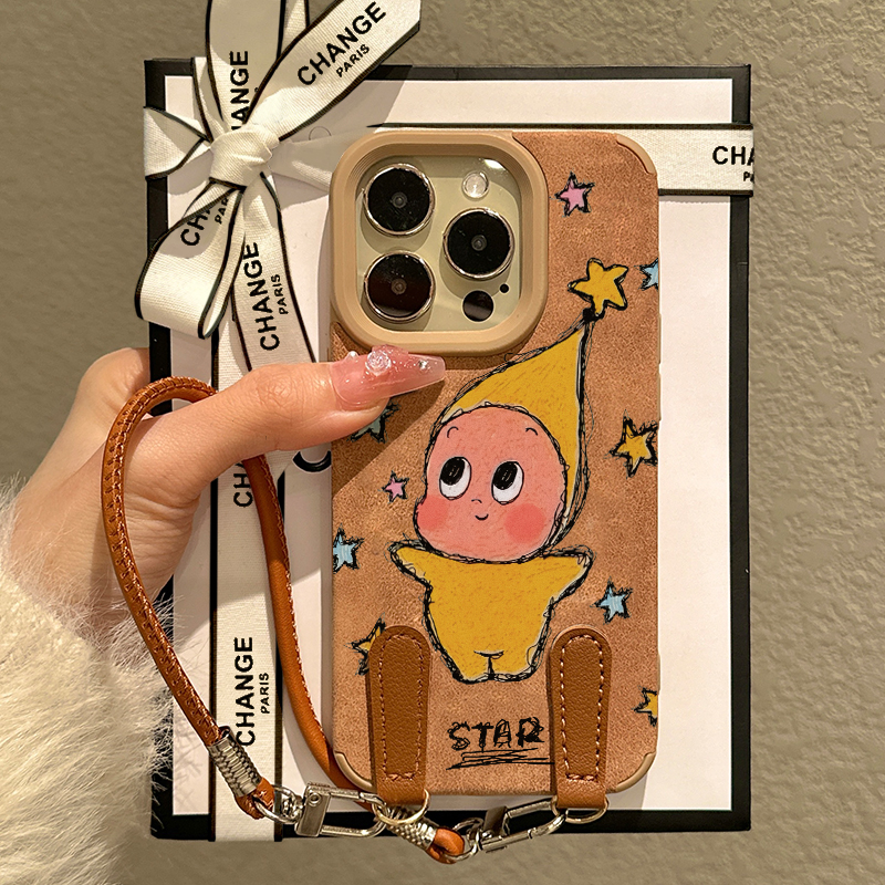 适用小米17/15手机壳civi5pro麂皮绒Mi14星星人redmi红米k80可拎手绳m13可背斜挎ultra秋冬新款por美拉德时尚