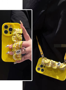 适用华为mate60手机壳Pura70褶皱格纹腕带p50p40可背斜挎mt30pro网红超火z畅享20畅想10s奢华时尚9plus高级8E