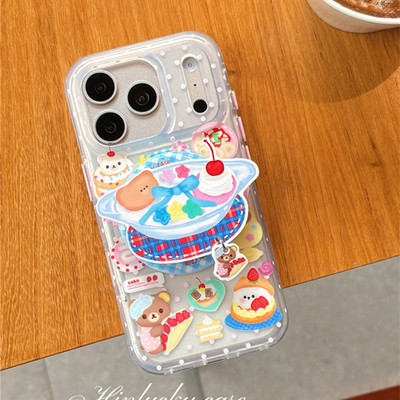 适用oppoA58a57手机壳A1a2A3A5a6s甜品小熊a93a95a96a97吊坠磁吸支架A32a35A36新A72a92s网红超火r15r17R11r