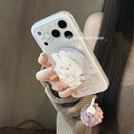 适用小米17/15手机壳turbo4红米note14/13/12米菲兔civi3/2/4/5pro旋转磁吸支架11T/10/9/8毛球铃铛挂件max壳