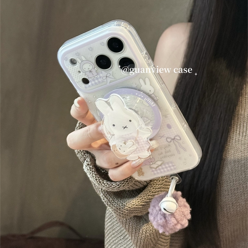 适用小米17/15手机壳turbo4红米note14/13/12米菲兔civi3/2/4/5pro旋转磁吸支架11T/10/9/8毛球铃铛挂件max壳