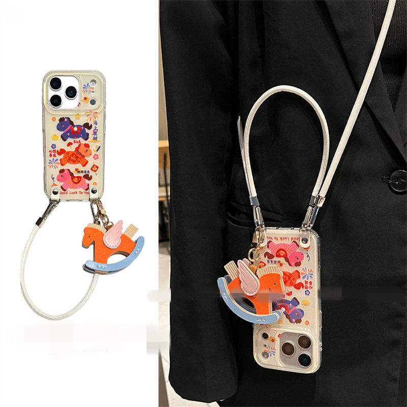 适用一加ace5手机壳oneplus13/12发财小马1+Ace3挂件2v可背斜挎11R手提绳10T可爱9R时尚8/7pro清新6p新年外壳