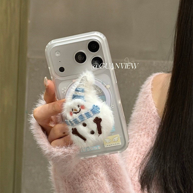 适用一加ace6/5手机壳oneplus13t/12雪人1+Ace3磁吸支架2v秋冬毛绒茸11R磨砂10T女9R卡通可爱8/7pro/6p保护套