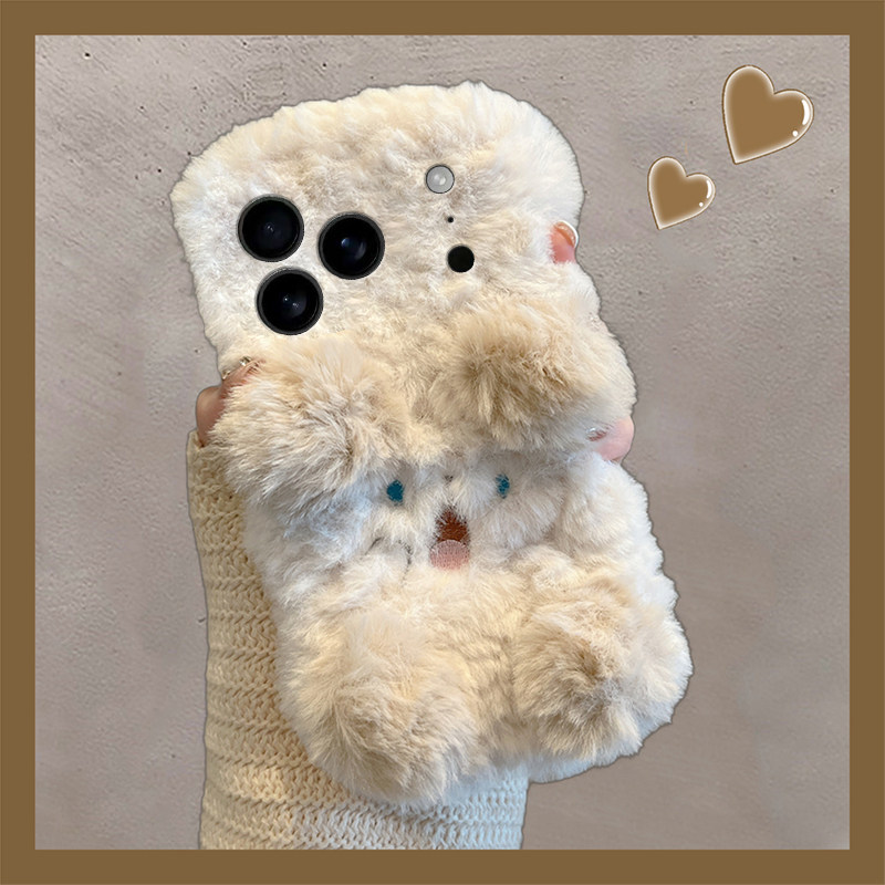 适用小米17/15手机壳turbo4红米note14/13/12毛绒茸惊讶小狗civi5pro/4/3/2卡通可爱11T/10/9/8网红max/mix壳