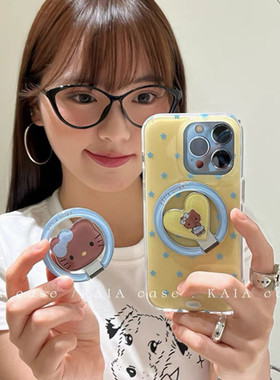 适用oppoA58a57手机壳A1a2A3A5蓝星星a93a95a96a97爱心KT磁吸支架A32a35A36新A72a92s网红火r15r17高级R11r9t