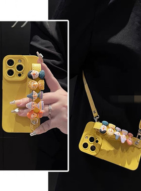 适用oppoA58a57手机壳A1a2A3A5卡通人像腕带a93a95a96a97可背斜挎A32a35A36新A72a92s网红火r15r17高级R11r9t