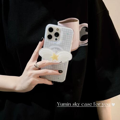 适用小米15手机壳turbo4红米note14/13/12格纹星星civi3/2/4pro网红超火11T/10/9/8翅膀磁吸支架max卡通可爱m
