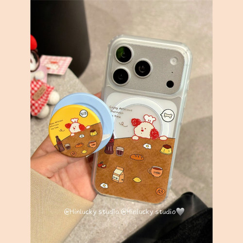 适用三星s25s24s23s22s21U手机壳note10+烘培小狗s20fe磁吸支架s8s9网红超火s10磨砂A53a72A55a42A71保护套女