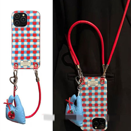 适用红米k80k70k60k50k40s手机壳note15/14/13/12/11T编织格纹k30充棉挂件k20网红超火10/9/8/7新turbo4手绳3