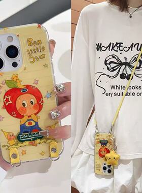 适用三星s25s24s23s22s21U手机壳note10+星星人s20fe挂件s8s9手绳可背斜挎s10可爱时尚A53a72A55新a42A71外壳