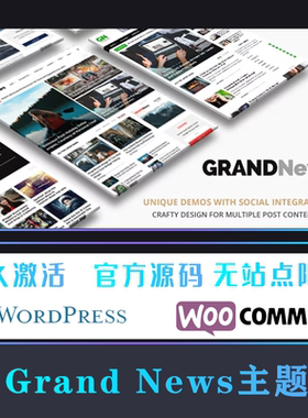 Grand News 中文版 WP主题Wordpress 杂志新闻博客响应式网站模板