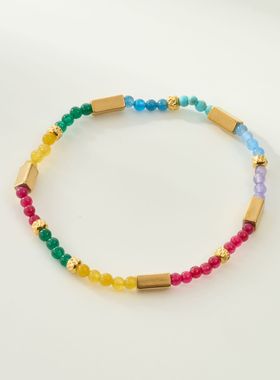 法式女手链钛钢石头镶嵌手饰跨境ins风欧洲轻奢不锈钢不掉色