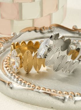 马眼戒指不锈钢欧洲首饰跨境中古个性18k金开口钛钢欧美小众