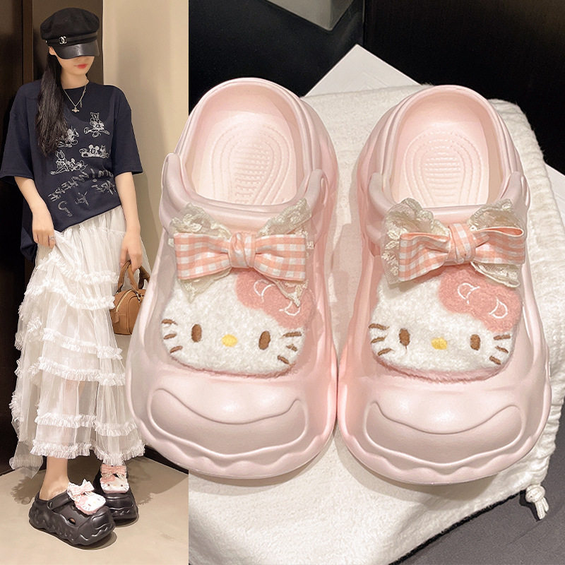 女心包头两穿2025夏季雪莉玫蝴蝶结云朵洞洞鞋居家少百搭防滑凉拖