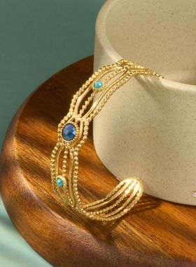 不锈钢法式镶嵌手镯女跨境欧洲手势ins风感精致欧美风中古