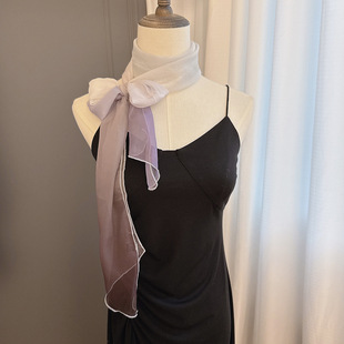 超薄30D仿真丝丝巾领巾文艺熟女穿搭办公开会飘带腰带多功能知性