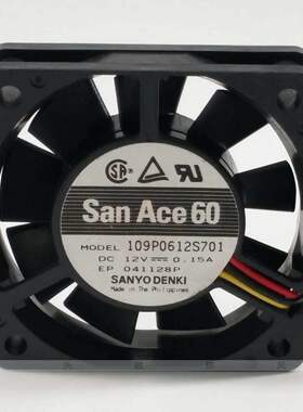 SANYO 109P0612S701 12V 0.15A 6015 6CM 双滚珠设备散热风扇