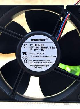 德国 EBM PAPST TYP 412 NH 12CM 12V 4.8W 400MA 12038 散热风扇