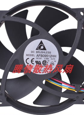 台达AFB09512HH 12V 0.38A 9025 9CM PWN温控圆形滚珠CPU机箱风扇