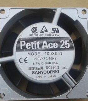 原装三洋SANYO 109S051 200V 9/7W 8025铝框交流风扇