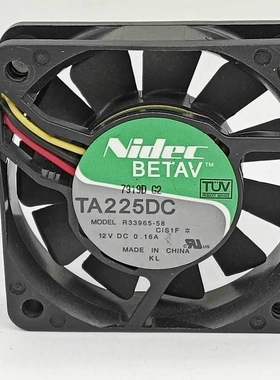 Nidec 6015 TA225DC R33965-58 6cm 12V 0.16A双滚珠测速散热风扇