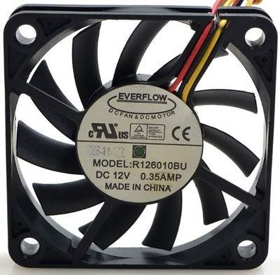 台湾EVERFLOW R126010BU 6010 6CM 12V 0.25A双滚珠 大风量 风扇