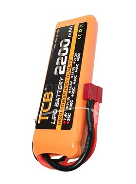 7.4V 2S 2200mAh 25C锂电池T型插头遥控模型飞机直升机无人机配件