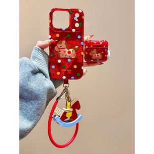 半糖壳野ins红色彩色波点小马airpodspro3耳机保护套pro2苹果二代新款 3代