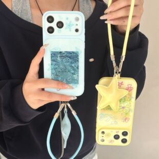 半糖壳野ins海洋小鱼插画适用iPhone17promax手机壳苹果16pro腕带15防摔14pro新款13防摔17保护套